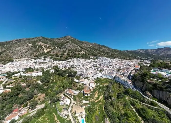 Framed Print : aerial view of the beautiful Mediterranean village of Mijas on the Costa del Sol of Malaga, Spain Framed Print : aerial view of the beautiful Mediterranean village of Mijas on the Costa del Sol of Malaga, Spain