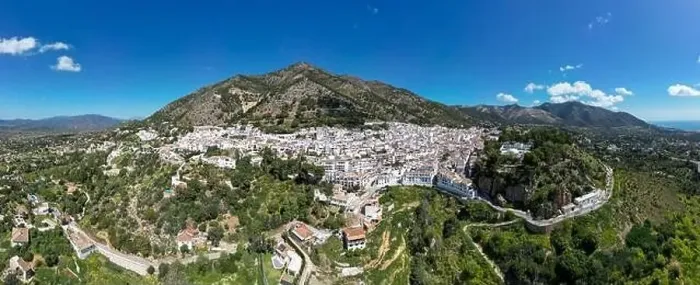 Framed Print : aerial view of the beautiful Mediterranean village of Mijas on the Costa del Sol of Malaga, Spain Framed Print : aerial view of the beautiful Mediterranean village of Mijas on the Costa del Sol of Malaga, Spain