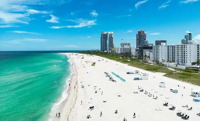 Framed Print : Aerial view of beautiful Miami Beach city Framed Print : Aerial view of beautiful Miami Beach city