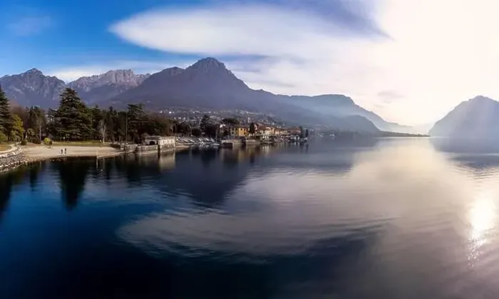 Framed Print : Aerial view beautiful panorama of Lake Como coastline, old little village, Mandello del Lario, Lombardy, Italy Framed Print : Aerial view beautiful panorama of Lake Como coastline, old little village, Mandello del Lario, Lombardy, Italy