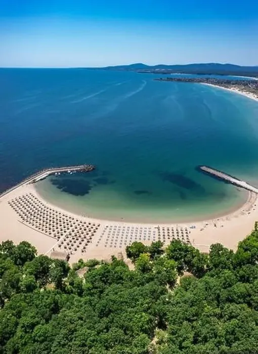 Framed Print : Aerial view to beautiful Perla beach near to Primorsko, Bulgaria Framed Print : Aerial view to beautiful Perla beach near to Primorsko, Bulgaria