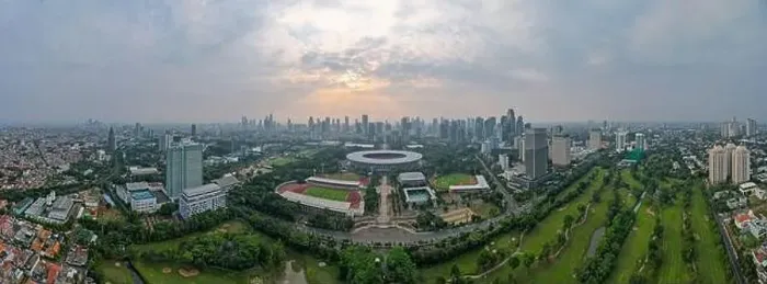 Framed Print : Aerial top view of the Beautiful scenery of Senayan Stadium Framed Print : Aerial top view of the Beautiful scenery of Senayan Stadium