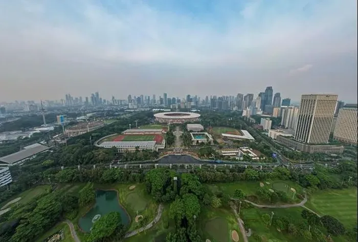 Framed Print : Aerial view of the Beautiful scenery of Senayan Stadium Framed Print : Aerial view of the Beautiful scenery of Senayan Stadium