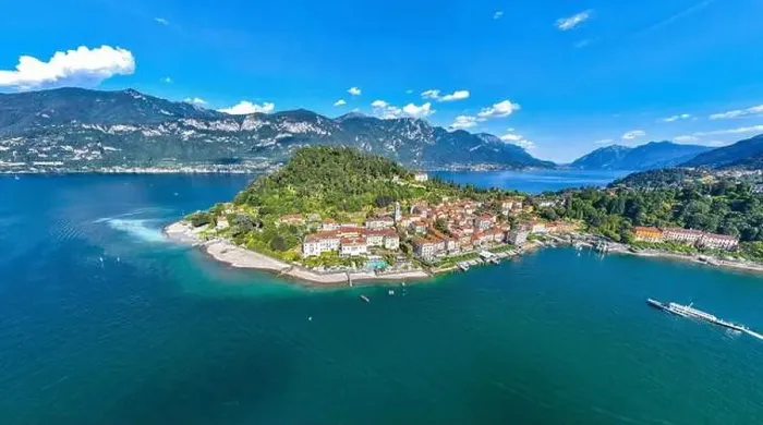 Framed Print : Aerial view of Bellagio village in Lake Como, in Italy Framed Print : Aerial view of Bellagio village in Lake Como, in Italy
