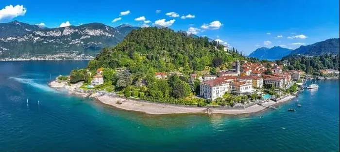 Framed Print : Aerial view of Bellagio village in Lake Como, in Italy Framed Print : Aerial view of Bellagio village in Lake Como, in Italy
