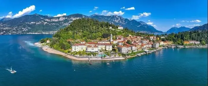 Framed Print : Aerial view of Bellagio village in Lake Como, in Italy Framed Print : Aerial view of Bellagio village in Lake Como, in Italy