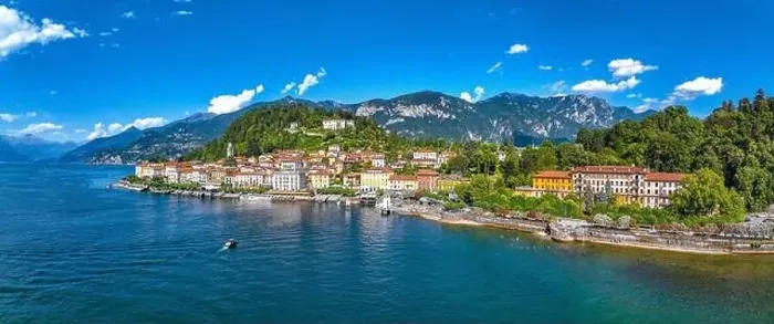 Framed Print : Aerial view of Bellagio village in Lake Como, in Italy Framed Print : Aerial view of Bellagio village in Lake Como, in Italy