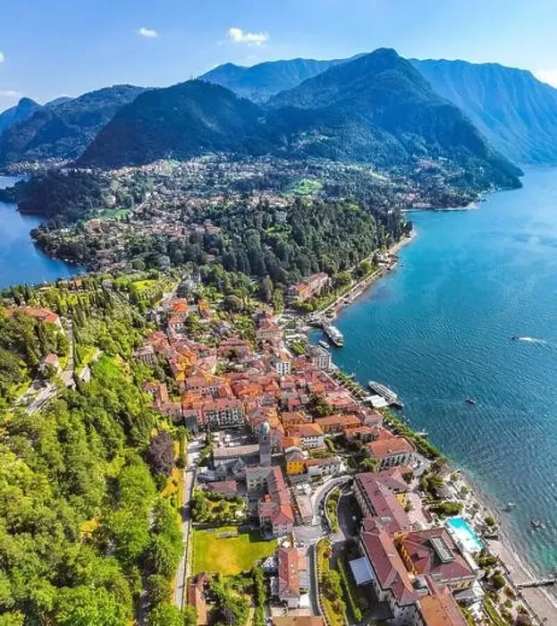 Framed Print : Aerial view of Bellagio village in Lake Como, in Italy Framed Print : Aerial view of Bellagio village in Lake Como, in Italy