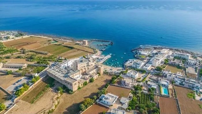 Framed Print : Aerial view Benedictine Abbey of San Vito. Polignano a mare. Puglia. Italy Framed Print : Aerial view Benedictine Abbey of San Vito. Polignano a mare. Puglia. Italy