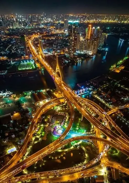 Framed Print : Aerial view of Bhumibol Bridge in Samut Prakan, Bangkok, Thailand Framed Print : Aerial view of Bhumibol Bridge in Samut Prakan, Bangkok, Thailand