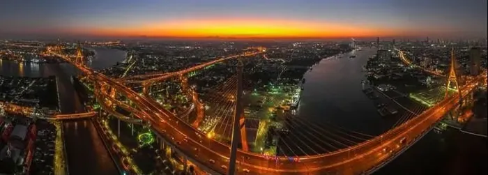 Framed Print : Aerial view of Bhumibol Bridge in Samut Prakan, Bangkok, Thailand Framed Print : Aerial view of Bhumibol Bridge in Samut Prakan, Bangkok, Thailand