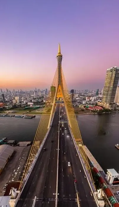 Framed Print : Aerial view of Bhumibol Bridge in Samut Prakan, Bangkok, Thailand Framed Print : Aerial view of Bhumibol Bridge in Samut Prakan, Bangkok, Thailand