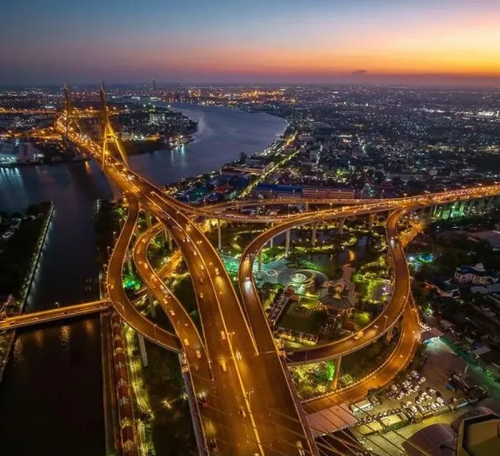 Framed Print : Aerial view of Bhumibol Bridge in Samut Prakan, Bangkok, Thailand Framed Print : Aerial view of Bhumibol Bridge in Samut Prakan, Bangkok, Thailand