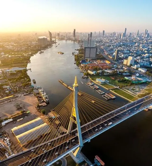 Framed Print : Aerial view of Bhumibol Bridge in Samut Prakan, Bangkok, Thailand Framed Print : Aerial view of Bhumibol Bridge in Samut Prakan, Bangkok, Thailand