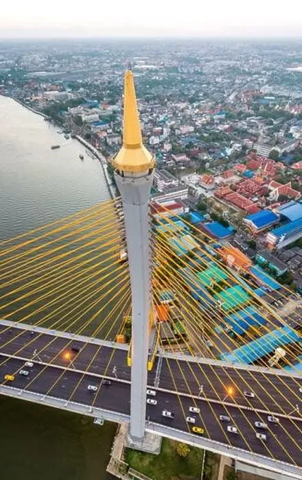 Framed Print : Aerial view of Bhumibol Bridge in Samut Prakan, Bangkok, Thailand Framed Print : Aerial view of Bhumibol Bridge in Samut Prakan, Bangkok, Thailand