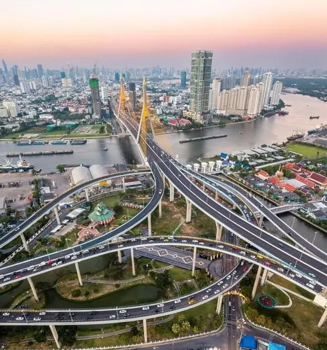 Framed Print : Aerial view of Bhumibol Bridge in Samut Prakan, Bangkok, Thailand Framed Print : Aerial view of Bhumibol Bridge in Samut Prakan, Bangkok, Thailand