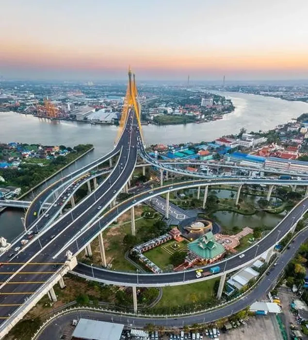 Framed Print : Aerial view of Bhumibol Bridge in Samut Prakan, Bangkok, Thailand Framed Print : Aerial view of Bhumibol Bridge in Samut Prakan, Bangkok, Thailand