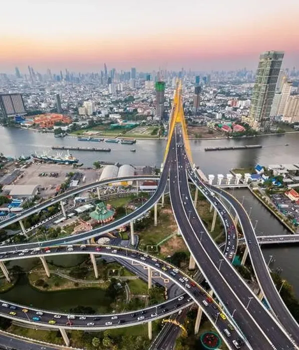 Framed Print : Aerial view of Bhumibol Bridge in Samut Prakan, Bangkok, Thailand Framed Print : Aerial view of Bhumibol Bridge in Samut Prakan, Bangkok, Thailand