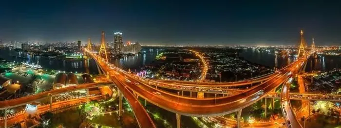 Framed Print : Aerial view of Bhumibol Bridge in Samut Prakan, Bangkok, Thailand Framed Print : Aerial view of Bhumibol Bridge in Samut Prakan, Bangkok, Thailand