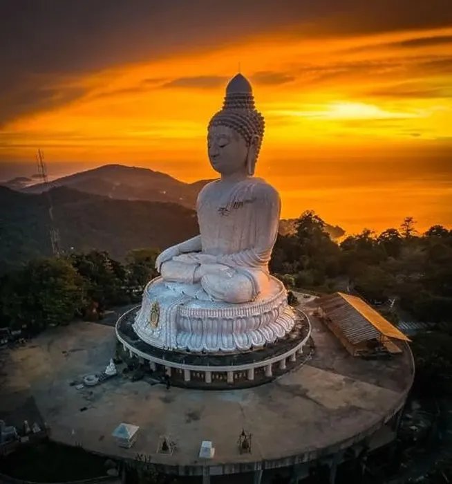 Framed Print : Aerial view of Big Buddha viewpoint at sunset in Phuket province, Thailand Framed Print : Aerial view of Big Buddha viewpoint at sunset in Phuket province, Thailand