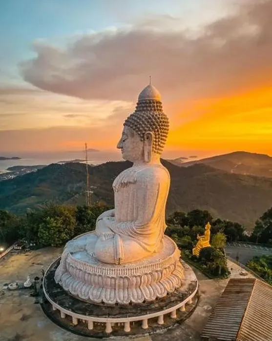 Framed Print : Aerial view of Big Buddha viewpoint at sunset in Phuket province, Thailand Framed Print : Aerial view of Big Buddha viewpoint at sunset in Phuket province, Thailand