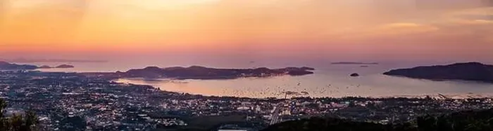 Framed Print : Aerial view of Big Buddha viewpoint at sunset in Phuket province, Thailand Framed Print : Aerial view of Big Buddha viewpoint at sunset in Phuket province, Thailand