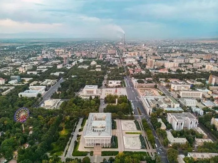 Framed Print : Aerial view of Bishkek city's Ala-Too central square Framed Print : Aerial view of Bishkek city's Ala-Too central square