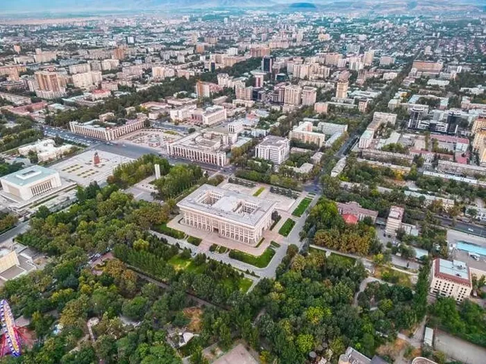 Framed Print : Aerial view of Bishkek city's Ala-Too central square Framed Print : Aerial view of Bishkek city's Ala-Too central square