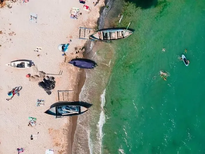 Framed Print : Aerial View Of Boats On Beach, Sea Landscape Framed Print : Aerial View Of Boats On Beach, Sea Landscape