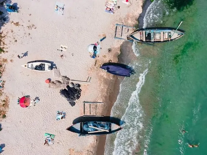 Framed Print : Aerial View Of Boats On Beach, Sea Landscape Framed Print : Aerial View Of Boats On Beach, Sea Landscape