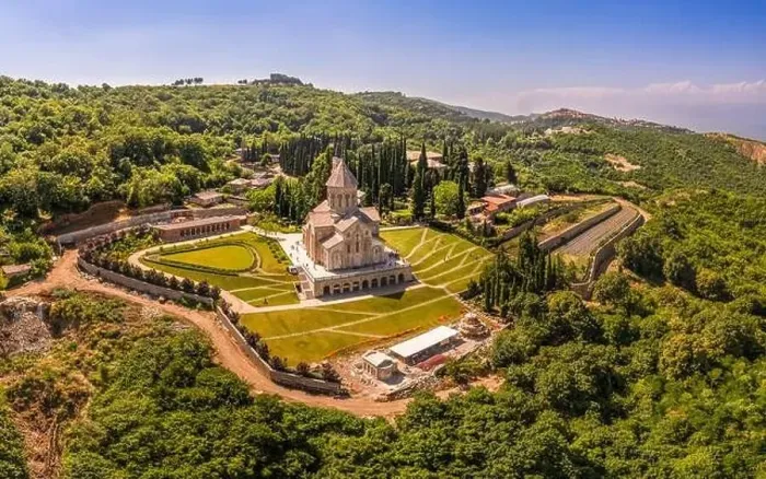 Framed Print : Aerial top view of the Bodbe Monastery architectural complex of St Framed Print : Aerial top view of the Bodbe Monastery architectural complex of St