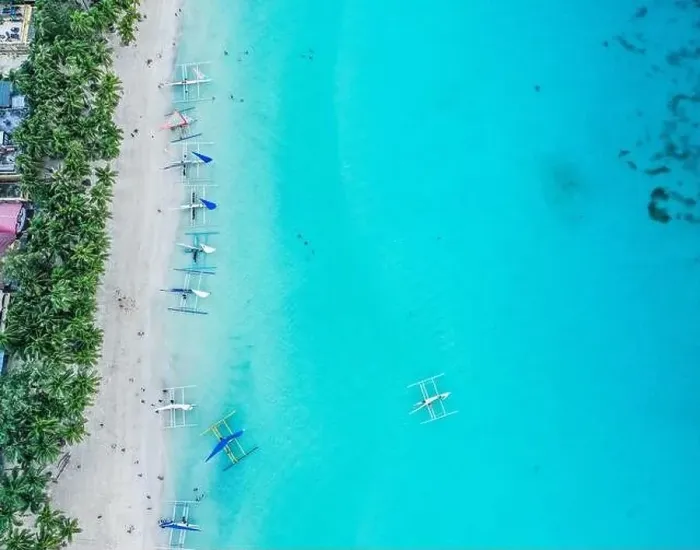 Framed Print : Aerial view of Boracay beach in Philippines