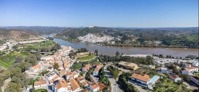 Framed Print : Aerial view of the border village of Alcoutim in Algarve Framed Print : Aerial view of the border village of Alcoutim in Algarve