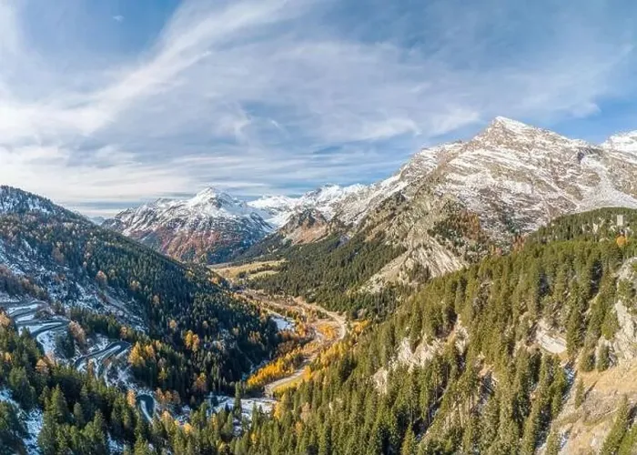 Framed Print : Aerial view of Bregaglia valley from Maloja pass in the Swiss Alps Framed Print : Aerial view of Bregaglia valley from Maloja pass in the Swiss Alps