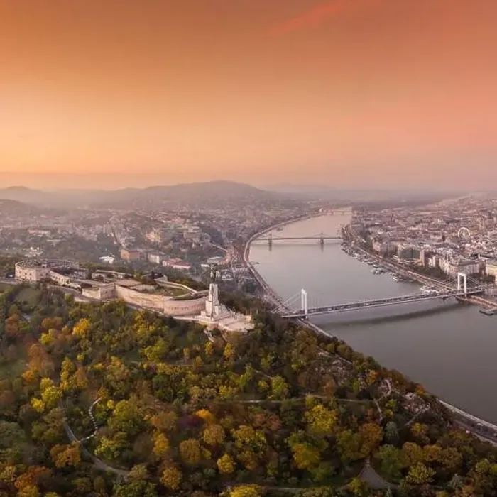 Framed Print : Aerial view of Budapest with beautiful sunrise Framed Print : Aerial view of Budapest with beautiful sunrise