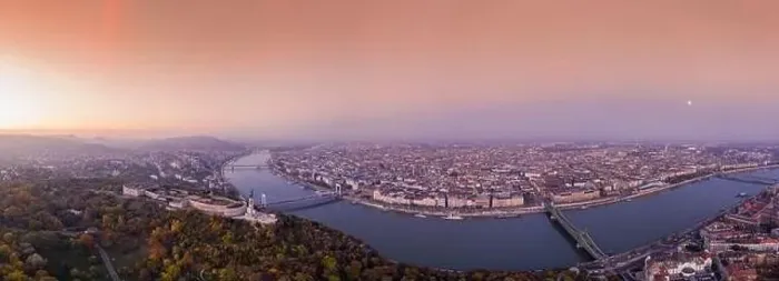 Framed Print : Aerial view of Budapest with beautiful sunrise Framed Print : Aerial view of Budapest with beautiful sunrise