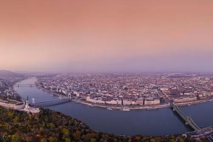 Framed Print : Aerial view of Budapest with beautiful sunrise Framed Print : Aerial view of Budapest with beautiful sunrise