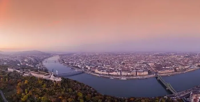 Framed Print : Aerial view of Budapest with beautiful sunrise Framed Print : Aerial view of Budapest with beautiful sunrise