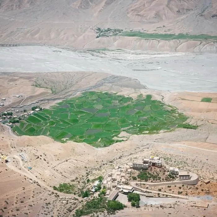 Framed Print : Aerial view of Buddhist temple monastery Key (Ki Gompa) on a high cliff overlooking the confluence of Pin Rivers Framed Print : Aerial view of Buddhist temple monastery Key (Ki Gompa) on a high cliff overlooking the confluence of Pin Rivers