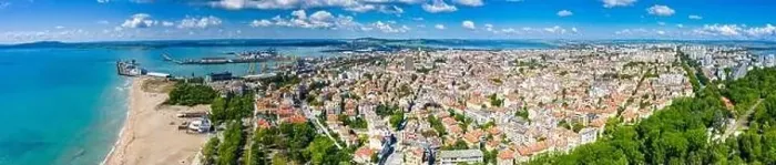 Framed Print : Aerial view of the Bulgarian city Bourgas Framed Print : Aerial view of the Bulgarian city Bourgas