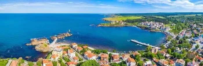 Framed Print : Aerial view of Bulgarian seaside town Ahtopol