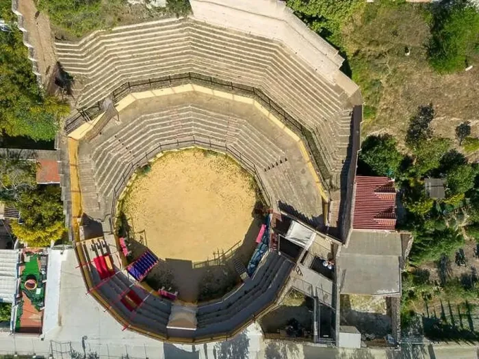 Framed Print : aerial view of the bullring in the municipality of Carratraca, Andalusia Framed Print : aerial view of the bullring in the municipality of Carratraca, Andalusia