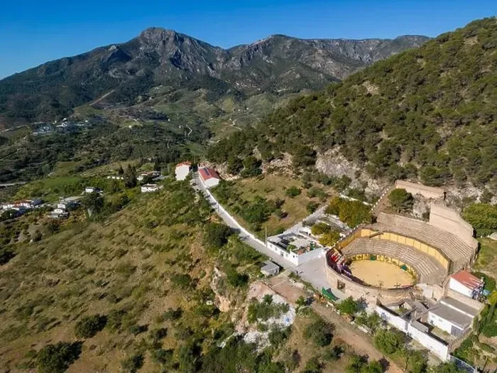 Framed Print : aerial view of the bullring in the municipality of Carratraca, Andalusia Framed Print : aerial view of the bullring in the municipality of Carratraca, Andalusia