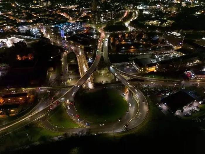 Framed Print : Aerial View of Burdock Way, the A58 road in Halifax West Yorkshire Framed Print : Aerial View of Burdock Way, the A58 road in Halifax West Yorkshire