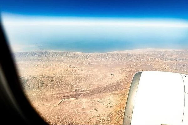 Aerial View Of Bushehr Province From Window Of Plane. Iran