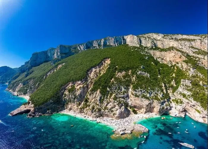 Framed Print : Aerial view of Cala Mariolu, Italy, east coast of Sardinia, Orosei gulf in the Baunei municipal Framed Print : Aerial view of Cala Mariolu, Italy, east coast of Sardinia, Orosei gulf in the Baunei municipal