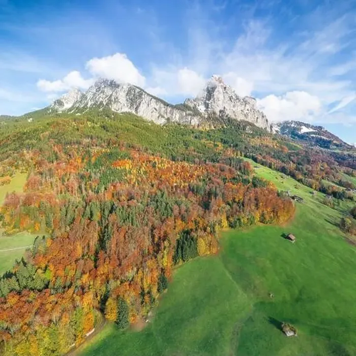 Framed Print : Aerial view of the canton Schwyz in central Switzerland. Mountain peaks Great Mythen 1898 m and Small Mythen 1811 m Framed Print : Aerial view of the canton Schwyz in central Switzerland. Mountain peaks Great Mythen 1898 m and Small Mythen 1811 m