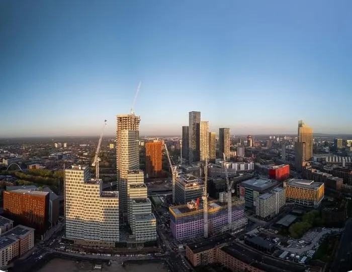 Framed Print : An aerial view capturing a modern city's high-rise buildings Framed Print : An aerial view capturing a modern city's high-rise buildings