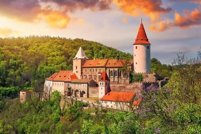 Framed Print : Aerial view of castle Krivoklat in Czech republic Framed Print : Aerial view of castle Krivoklat in Czech republic