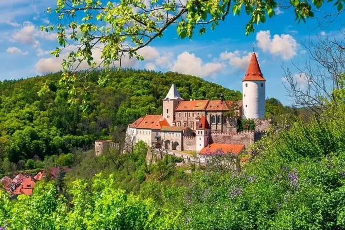 Framed Print : Aerial view of castle Krivoklat in Czech republic Framed Print : Aerial view of castle Krivoklat in Czech republic